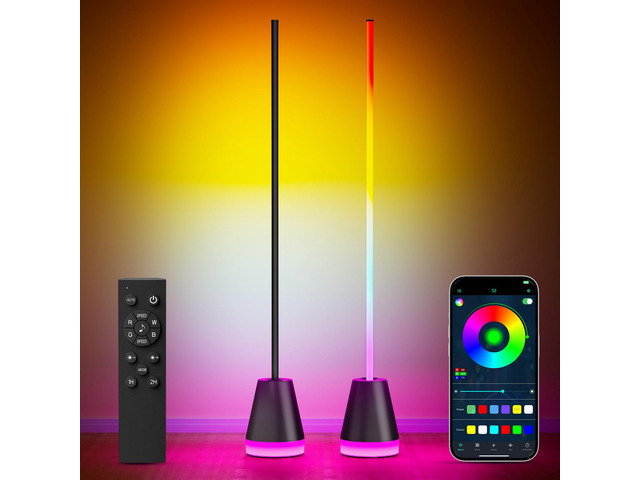Smart RGB LED Corner Floor Lamp,Bright Tall Standing Lamps with APP and Remote,Modern Floor Lamp with Music Sync and 16 Million Colors, Ambient...