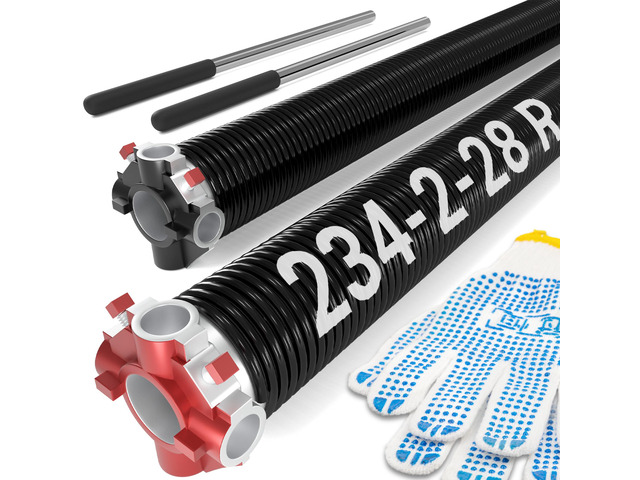 Garage Door Spring 0.234 x 2 x 28 (Pair), 18000 Cycles Long-Lasting Garage Spring Door Replacement, Heavy-Duty Garage Door Torsion Spring