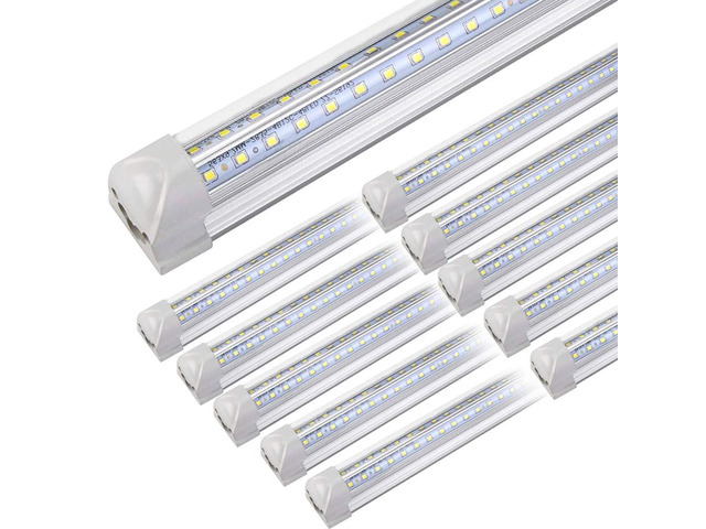 10Pack 4FT LED Shop Light - 50W 8000LM 6500K Linkable Clear Cover T8 LED Tube Light for Workshop, Warehouse, Basement - Plug and Play