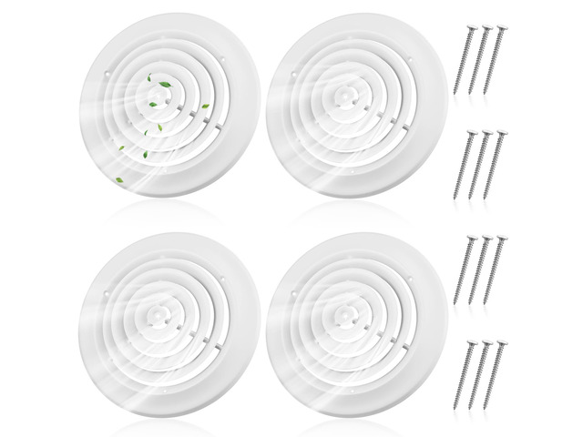 4 Pcs 10 Inch Round Vent Cover, White Ceiling Diffuser with Screws Outer Dimensions 13-15/16', HVAC Vent Duct Register Cover, Replacement Exhaust...