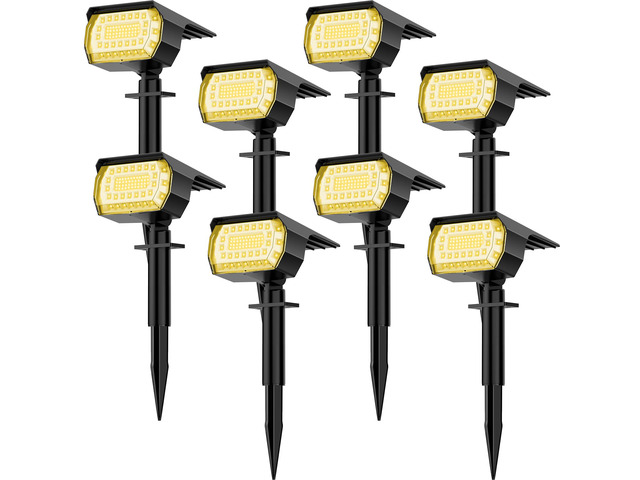 Solar Spot Lights Outdoor, [8 Pack/76 LED] 2-in-1 Solar Landscape Spotlights, 3 Modes IP65 Waterproof Dusk to Dawn Solar Powered Flood Wall Lights...