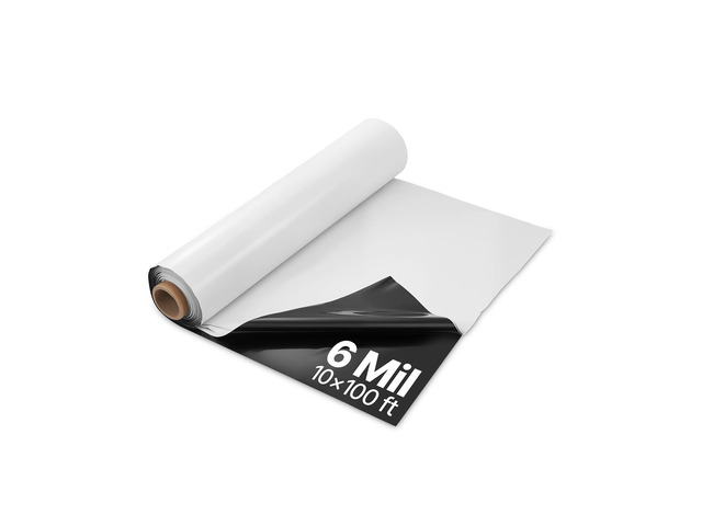 10' x 100' Plastic Sheeting Heavy Duty, 6 Mil Thick Plastic Sheeting Roll, Plastic Drop Cloth Painters Tarp Covering for Crawl Space Vapor Barrier,...