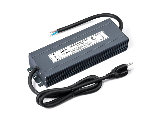 12V DC LED Driver Waterproof IP67 Power Supply 300W 25A AC100-264V Input, Ultra Thin, Aluminum Case, LED Low Voltage Transformer, For Indoor...