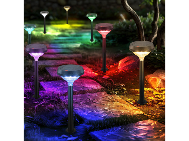 Solar Lights Outdoor 8 Pack, Color Changing Solar Pathway Lights Multicolor/Warm White/Cool White Solar Lights Outdoor Waterproof for Walkway Yard...