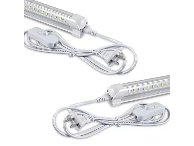 2Pack 8FT LED Shop Light Garage Lights,100W 6000K 15000LM White Light,Hanging/Surface Mount,Plug and Play,Super Bright T8 Tube Light,Linkable LED...