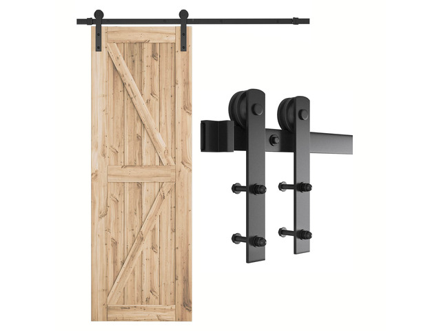5.5ft Sliding Barn Door Hardware kit, Fit 30-33' W Doorpanel Barn Door Track, Sliding Door Hardware kit, Smoothly and Quietly -Heavy Duty Sturdy...