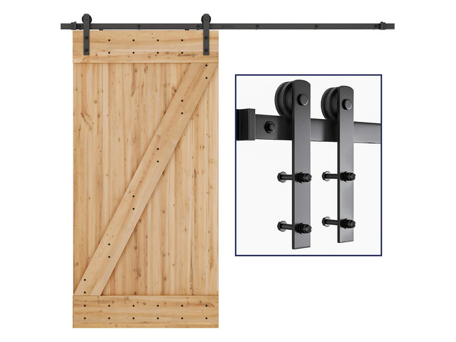 8ft Sliding Barn Door Hardware kit, Fit 42-48' W DoorPanel Barn Door Track, Sliding Door Hardware kit, Smoothly and Quietly -Heavy Duty Sturdy...