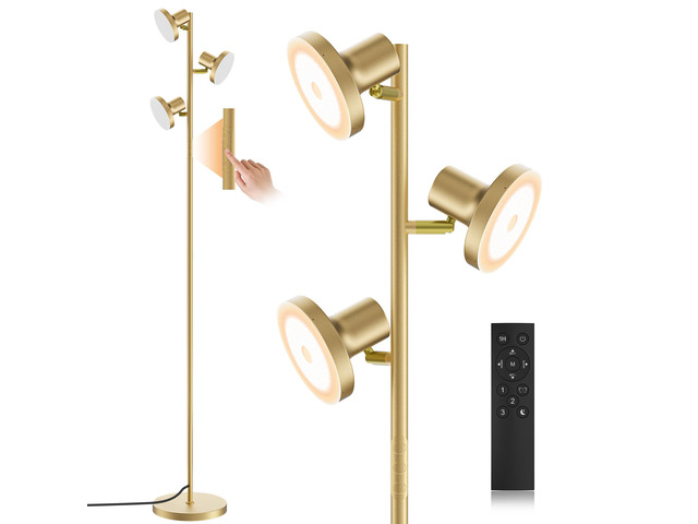 36W LED Tree Floor Lamp, Modern Dimmable Standing Lamp with Remote & Touch Control, 4 Color Temperatures, 3 Rotatable LED Light Floor Lamps for...