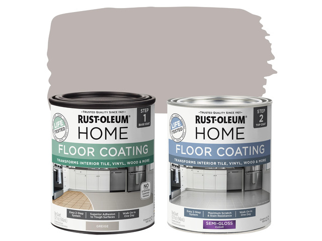 Interior Floor Semi-Gloss Greige Coating Kit Interior Floor Renovation, Durable Walk-On Finish, Tile, Vinyl, Concrete & Wood Surfaces, 2 Quarts