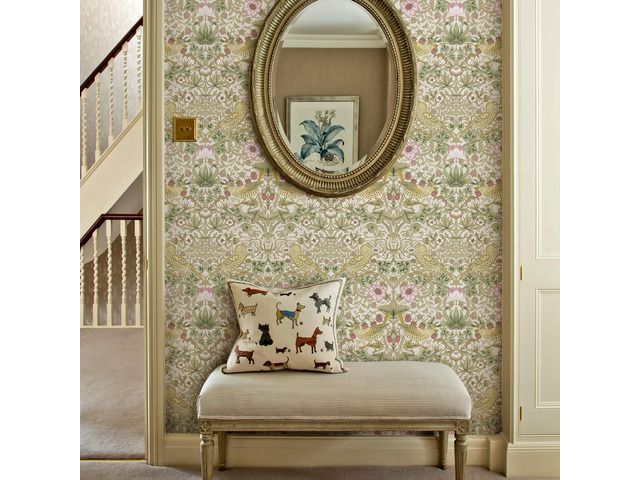 William Morris Vintage Peel and Stick Wallpaper 17.7 x 1200in Strawberry/Bird Botanical Self Adhesive Removable Waterproof Contact Paper for Living...