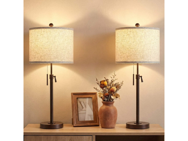 Table Lamps Set of 2, 22' to 30' Adjustable Nightstand Lamps for Bedroom, Dimmable End Table Lamps for Living Room Console Entry Farmhouse Home...