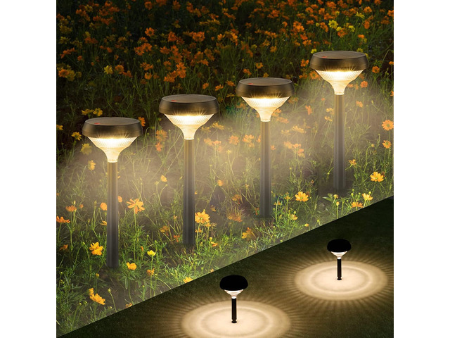 Solar Lights Outdoor 8 Pack, Solar Pathway Lights Warm White Landscape Path Lights,IP65 Waterproof Solar Lights for Walkway Yard Garden Driveway