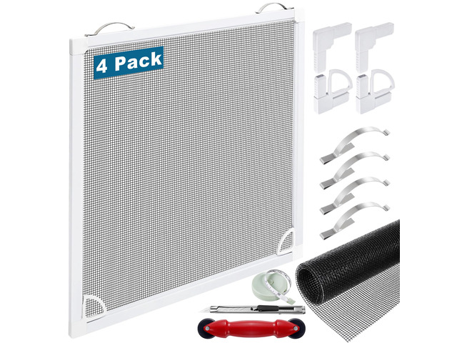 4 Packs Window Screen Frame Kit 5/16 in x 1/8 in x 48inX60in Window Screen Replacement Kit not Installed Includes Full Set of Tools Suitable for...