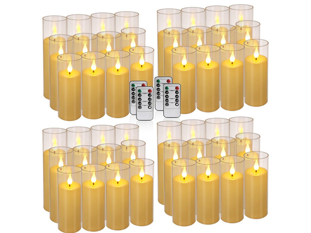 Flickering Flameless Candles Battery Operated with Remote and 2/4/6/8 H Timer Plexiglass LED Pillar Candles with Realistic Moving Wick for Home...