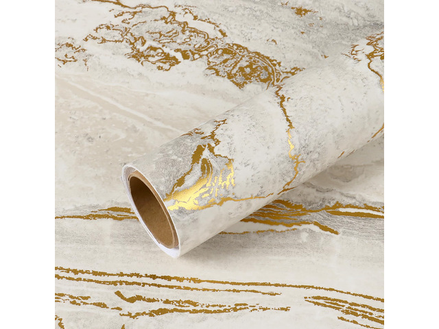 Luxurious Matte Marble Countertop Contact Paper Waterproof Counter Top Peel and Stick Beige Gold Marble Contact Paper for Countertops 24''x354''...