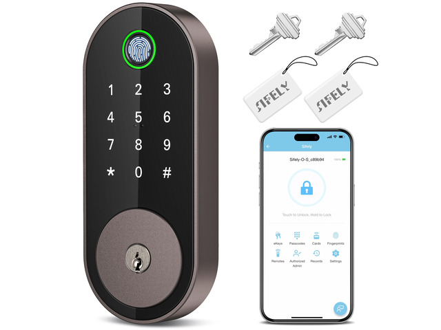 Fingerprint Smart Deadbolt with Keypad Keyless Entry Lock for Home, Apartment, Office, Airbnb, Rental, Kids & Seniors, App & Code Access,...