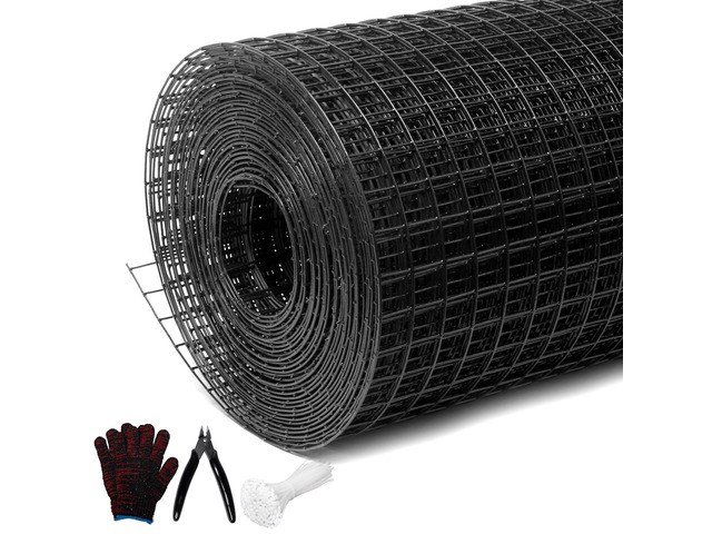 Black Hardware Cloth 1/2inx48inx100ft, Chicken Wire Fencing, 19Gauge, Vinyl PVC Coated Mesh, Welded Wire mesh, Perfect for Gopher Wire, Rodent...