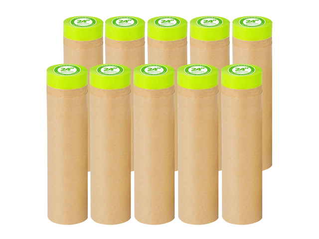 Pre-Taped Masking Paper for Painting - 24' x 50' Painters Paper and Tape Attached for Automotive and House Paint Protection, Covering Windows,...