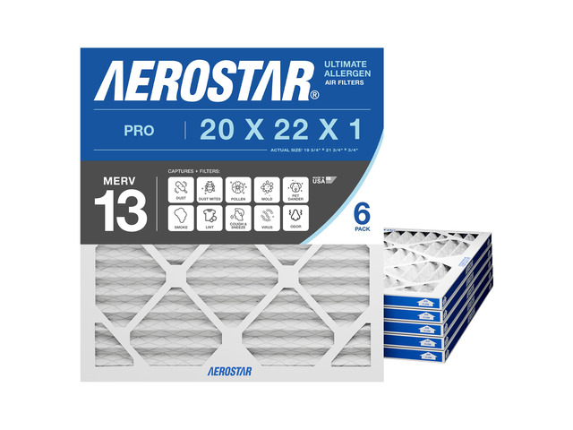 Air Filter 20x22x1 MERV 13 AC Filter, HVAC, Furnace Filter, 6 Pack ACTUAL SIZE (19.75 x 21.75 x 0.75) AC Filter, Furnace Filter, Allergies, Dust,...