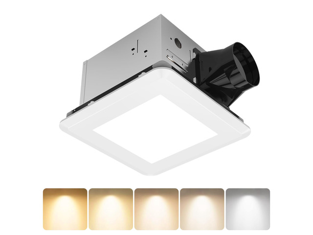 100 CFM Ultra Quiet Bathroom Exhaust Fan with Light,0.9 Sones,5CCT Dimmable,Ceiling Opening 9.6'' x 9.6'',1000LM Ceiling Mount Bathroom...