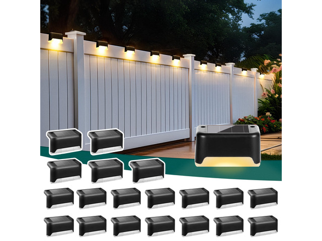 Solar Deck Lights Outdoor 20 Pack, Waterproof Led Solare, Warm White Solar LED Solare Lights Outdoor Stairs, Step, Fence, Yard, Patio, and Pathway
