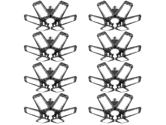 Garage Lights 8 Pack 160W, 16000LM LED Garage Lights with 6+1 Deformable Panels 6500K Screw in LED Shop Lighting for Workshop, Basement Support...