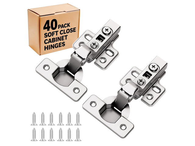 40Pcs Frameless Soft Close Inset Cabinet Hinges 50% Faster Install European Concealed Hinges with Clip-On Plate, 105Â° 3D Adjustment, Heavy Duty...