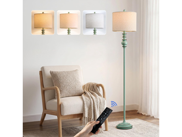 64.25' Farmhouse Floor Lamp with Remote, Dimmable Floor Lamp with Adjustable Color Temperatures, Antique Blue Standing Floor Lamp for Living Room...