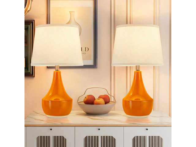 18' Table Lamp Set of 2, Ceramic Lamp Classic Beside Lamps Nightstand Lamp Modern Table Lamp for Living Room, Bedroom & Office Rocker Switch...