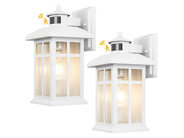 2 Packs Motion Sensor Outdoor Lights, Outside Light Fixtures for House Porch Lights Outdoor with E26 Sockets & Tempered Glass, Dusk till Dawn...