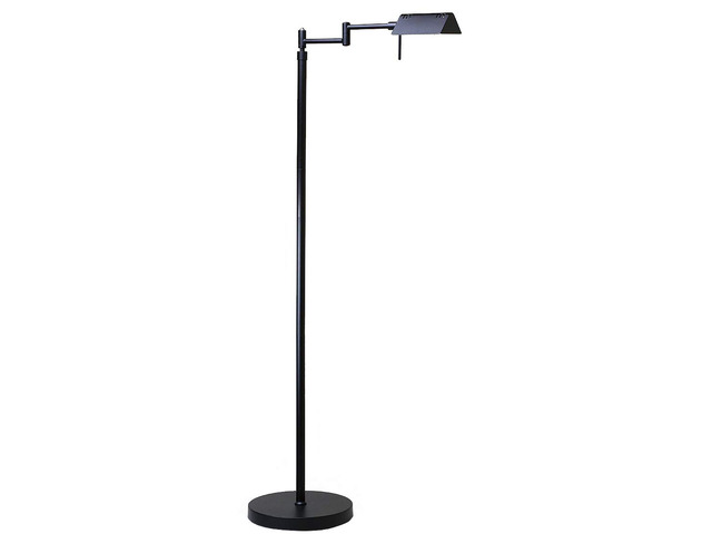 Brook Adjustable Dimmable LED Pharmacy Floor Lamp, Black Reading and task lamp for sewing and crafts, adjustable height 47 to 55 inches, 360 degree...