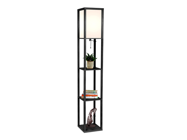 Maxwell - Modern Shelf Floor Lamp with Lamp Shade & Warm White LED Bulb, Corner Display Floor Lamp with Shelves for Living Room, Bedroom,...