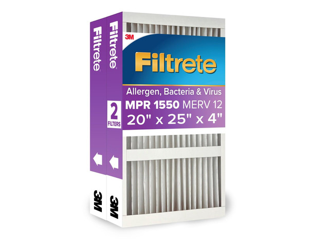 20x25x4 Slim Fit (3.75' width) AC Furnace Air Filter, MPR 1550, MERV 12, Fits AprilAire & Carrier, CERTIFIED Asthma & Allergy Friendly, 2-Pack...