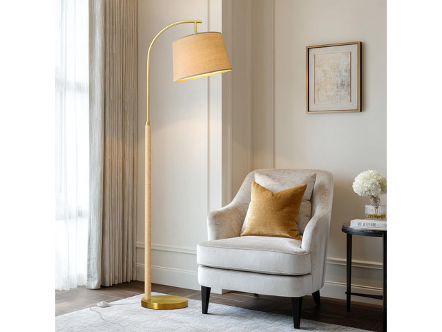 Real Wood Floor Lamps for Living Room Bedroom, 62' Mid Century Modern Lamp Arc Floor Lamp with Foot Switch, Natural Wood Mcm Standing Tall Lamps...