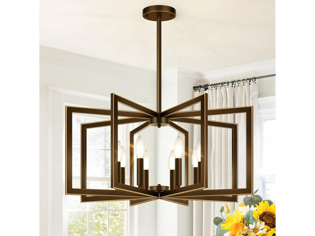 25'-61' Height Adjustable Modern Oil-Rubbed Bronze Chandelier for Dining Room, No Assembly Required Dining Room Light Fixture Over Table,...
