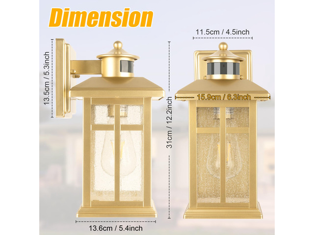 Outdoor Light Fixture Motion Sensor, Modern Outside Wall Lights Exterior Light Fixture, Black Porch Lights & Outdoor Dusk till Dawn Wall Mount...