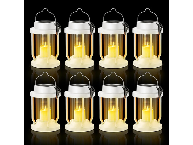 Solar Lantern Outdoor & Indoor Use Hanging Solar Lights with Realistic Flickering Flameless Candle, Weatherproof for Gardens, Patios, Trees, and...