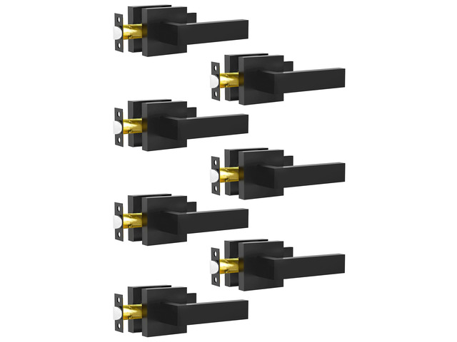 Passage Door Lever, 7 Pack Matte Black Interior Door Handles for Hallway and Closet, Heavy Duty Square Interior Keyless Door Handles Non-Locking...