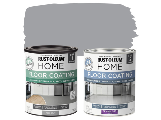Interior Floor Semi-Gloss Aged Gray Coating Kit Interior Floor Renovation, Durable Walk-On Finish, Tile, Vinyl, Concrete & Wood Surfaces, 2 Quarts