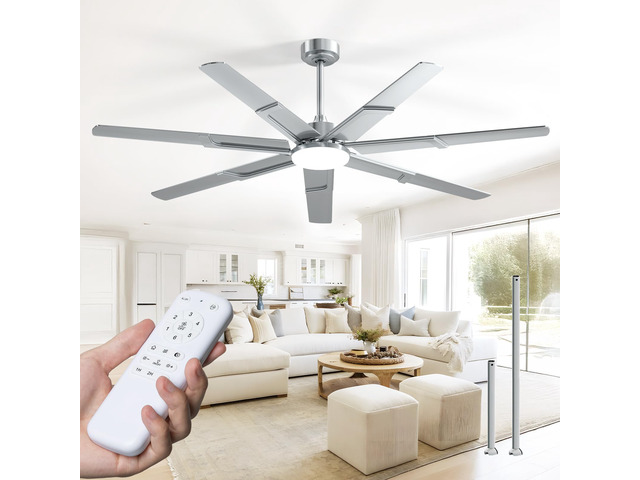 66 Inch Ceiling Fans with Lights and Remote, Nickel 6 Speed Reversible DC Motor, 3CCT, Dimmable, Quiet, Timer, Large Modern Ceiling Fan for Living...