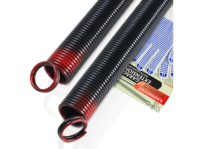 Pair of 150lb. Heavy Duty Garage Door Extension Springs Stretch Springs, 25' Long,Double Loop Ends, High Precision Electrophoresis Black Coated,...