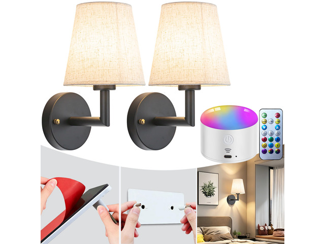 Peel and Stick Wall Sconces, No Drilling Stick On Wall Sconce, Wireless Battery Operated Wall Lights, Adhesive Wall Lamp with 10000mAh Battery Bulb...