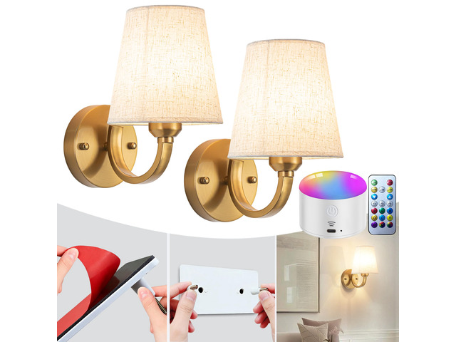 Peel and Stick Wall Sconces, No Drilling Stick On Wall Sconce, Wireless Battery Operated Wall Lights, Adhesive Wall Lamp with 10000mAh Battery Bulb...