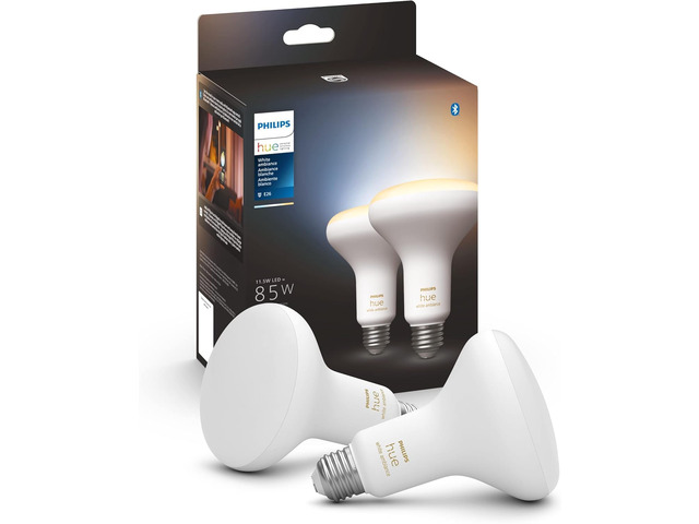 Smart 85W BR30 LED Bulb - White Ambiance Warm-to-Cool White Light - 2 Pack - 1200LM - E26 - Indoor - Control with Hue App - Compatible with Alexa,...