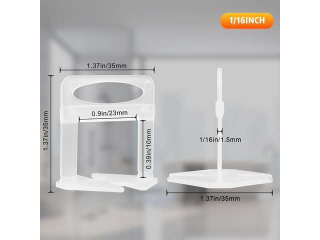 Tile Spacers 2500Pcs Tile Clips 1/16', Tile Leveling System with Hammer Tile Leveling Clips for Floor Wall Installation, Ceramic Porcelain Tiles...