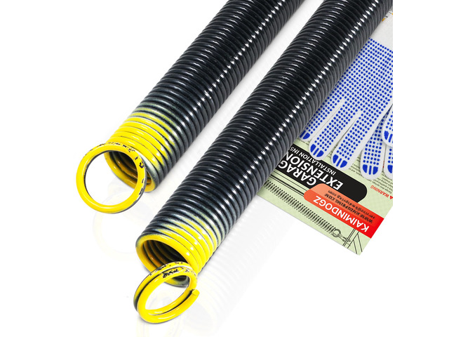 Pair of 130lb. Heavy Duty Garage Door Extension Springs Stretch Springs, 25' Long,Double Loop Ends, High Precision Electrophoresis Black Coated,...