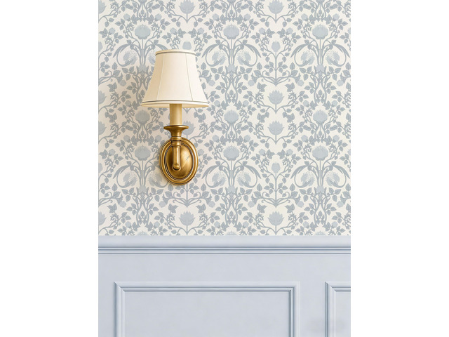 590.5' × 17.3' Blue Floral Peel and Stick Wallpaper, Damask Vintage Wallpaper for Bedroom Bathroom Self Adhesive Removable