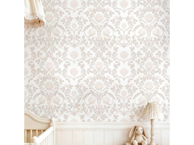590.5' × 17.3' Pink Peel and Stick Wallpaper, Floral Wallpaper for Bedroom Bathroom Self Adhesive Removable