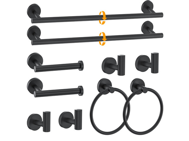 10 Pieces Towel Bar Set Matte Black Bathroom Hardware Set Includes 23.6 Inch Towel Bar,Stainless Steel Towel Holder-Towel Racks Set Wall-Mounted...