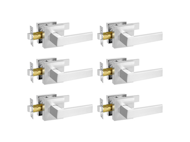 Square Passage Door Lever, Heavy Duty Interior Door Handles for Hallway& Closet Non-Locking Door Knob in Satin Nickel Keyless Door Lockset for...